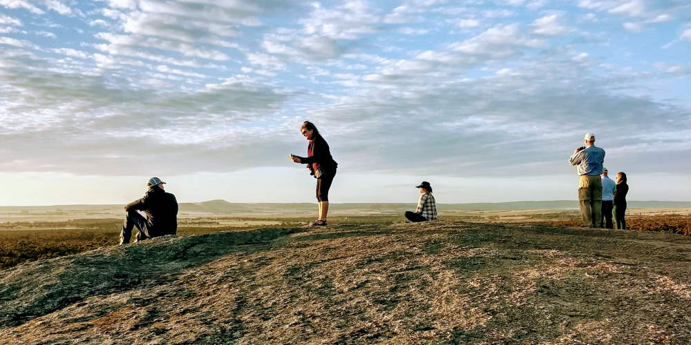 travellers enjoy Big Rock Aboriginal site in the You Yangs